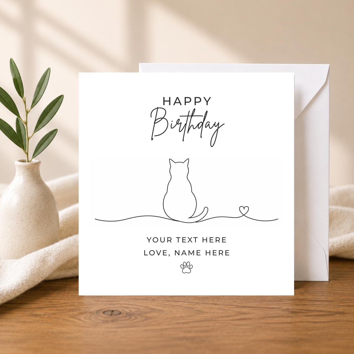 Personalised Cat Birthday Card - Card From The Cat - 1, 2 or 3 Cats