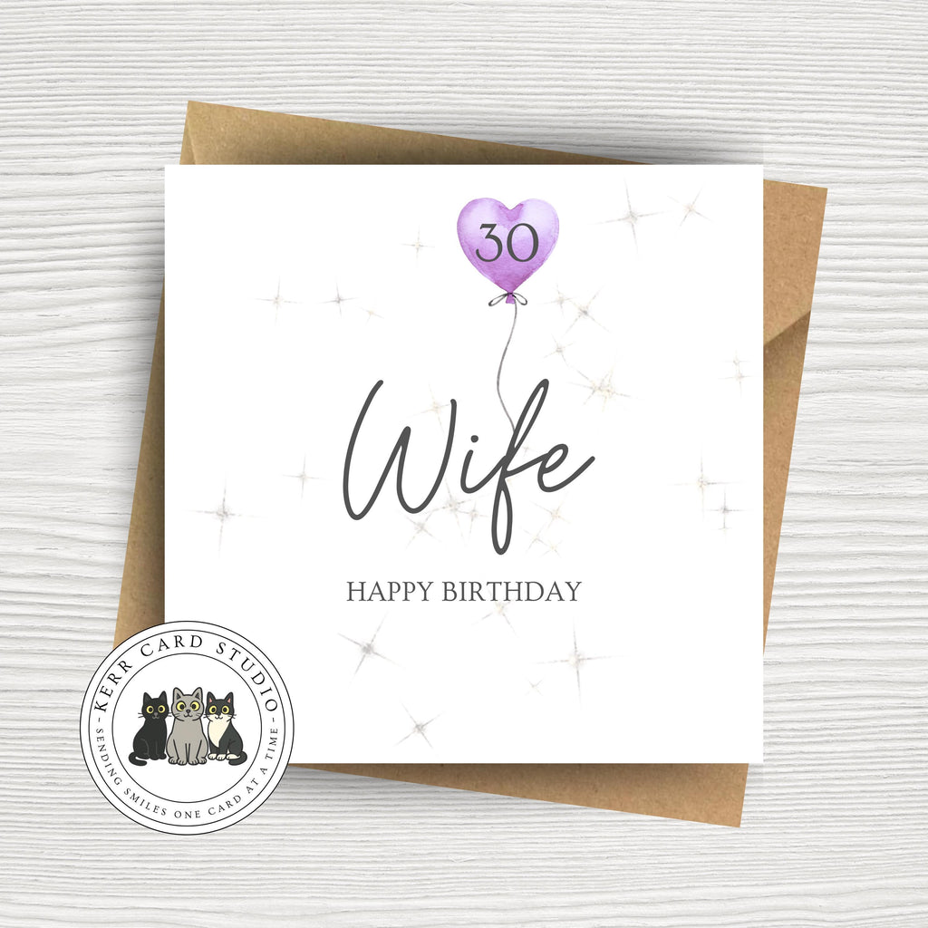 Any Age Personalised Birthday Card - Age 1 to 99 Birthday Balloon Card