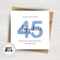 45th Wedding Anniversary Card - Sapphire Anniversary Card